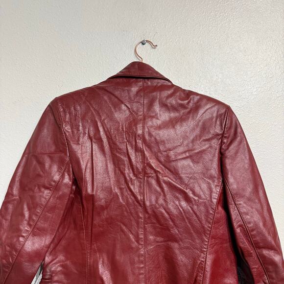 Split End Ltd. Red Leather 70's Vintage Jacket Sz 9 - Picture 7 of 10